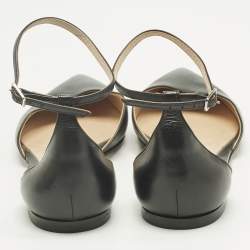 Pre Owned Gianvito Rossi Black Leather Gia Ankle Strap Ballet Flats Size 39