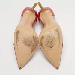 Pre Owned Gianvito Rossi Pink/Transparent Leather And PVC Plexi Pointed Toe Pumps Size 37.5