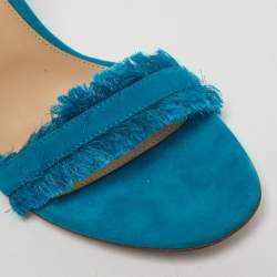 Pre Owned Gianvito Rossi Blue Suede Portofino Ankle Strap Sandals Size 39.5