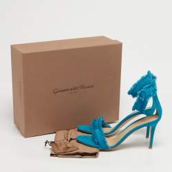 Pre Owned Gianvito Rossi Blue Suede Portofino Ankle Strap Sandals Size 39.5