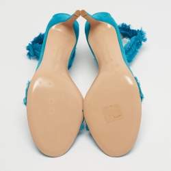 Pre Owned Gianvito Rossi Blue Suede Portofino Ankle Strap Sandals Size 39.5