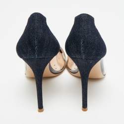 Pre Owned Gianvito Rossi Tricolor Denim and PVC Plexi Pumps Size 37.5