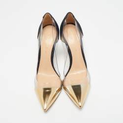 Pre Owned Gianvito Rossi Tricolor Denim and PVC Plexi Pumps Size 37.5