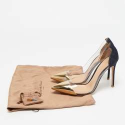 Pre Owned Gianvito Rossi Tricolor Denim and PVC Plexi Pumps Size 37.5