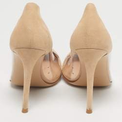 Pre Owned Gianvito Rossi Transparent/Beige PVC and Suede Plexi Pumps Size 37.5