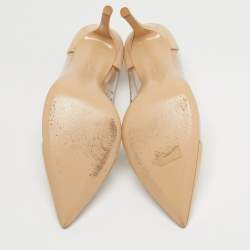 Pre Owned Gianvito Rossi Transparent/Beige PVC and Suede Plexi Pumps Size 37.5