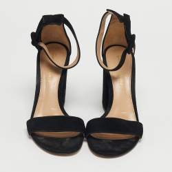 Pre Owned Gianvito Rossi Green Suede Portofino Block Heel Sandals Size 36