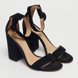 Pre Owned Gianvito Rossi Green Suede Portofino Block Heel Sandals Size 36