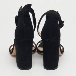 Pre Owned Gianvito Rossi Green Suede Portofino Block Heel Sandals Size 36