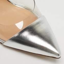 Pre Owned Gianvito Rossi Transparent/Silver Leather and PVC Ankle Strap Pumps Size 38