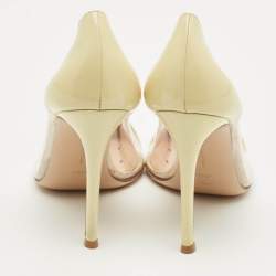 Pre Owned Gianvito Rossi Cream Patent Leather and PVC Plexi Pumps Size 37.5