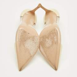 Pre Owned Gianvito Rossi Cream Patent Leather and PVC Plexi Pumps Size 37.5