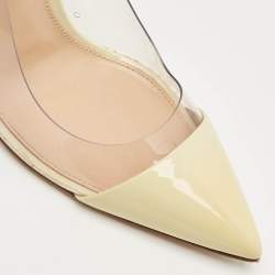 Pre Owned Gianvito Rossi Cream Patent Leather and PVC Plexi Pumps Size 37.5