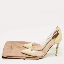 Pre Owned Gianvito Rossi Cream Patent Leather and PVC Plexi Pumps Size 37.5