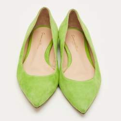 Pre Owned Gianvito Rossi Green Suede Ballet Flats Size 36