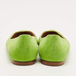 Pre Owned Gianvito Rossi Green Suede Ballet Flats Size 36
