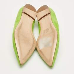 Pre Owned Gianvito Rossi Green Suede Ballet Flats Size 36