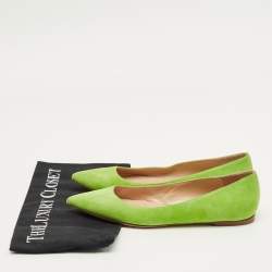 Pre Owned Gianvito Rossi Green Suede Ballet Flats Size 36