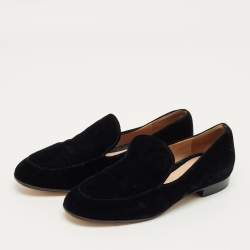 Pre Owned Gianvito Rossi Black Velvet Marcel Loafers Size 36