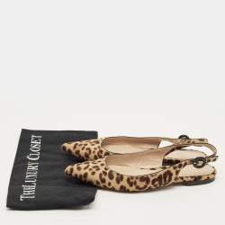 Pre Owned Gianvito Rossi Brown Leopard Print Calfhair Anna Slingback Flats Size 36
