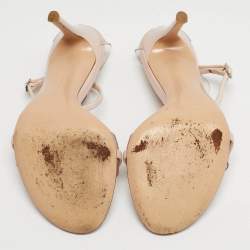 مملوكة مسبقًا صندل جيانفيتو روسي برباط كاحل جلد و بي في سي بيج مقاس 36