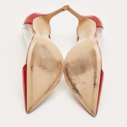 Pre Owned Gianvito Rossi Transparent/Red Patent Leather and PVC Plexi Pumps Size 40.5