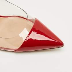 Pre Owned Gianvito Rossi Transparent/Red Patent Leather and PVC Plexi Pumps Size 40.5