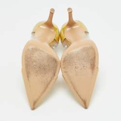 Pre Owned Gianvito Rossi Gold/Transparent Patent Leather And PVC Plexi Pointed Toe Pumps Size 35