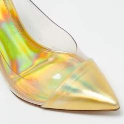 Pre Owned Gianvito Rossi Gold/Transparent Patent Leather And PVC Plexi Pointed Toe Pumps Size 35