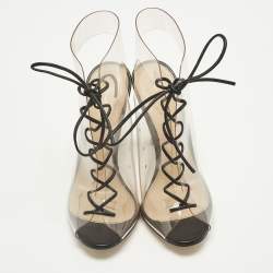 Pre Owned Gianvito Rossi Helmut Size 35.5 Transparent PVC Cut-out Ankle Length Boots