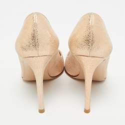 Pre Owned Gianvito Rossi Metallic Gold Suede Pointed Toe Pumps Size 35 