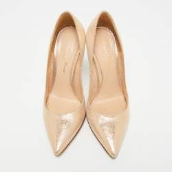 Pre Owned Gianvito Rossi Metallic Gold Suede Pointed Toe Pumps Size 35 