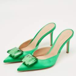 Pre Owned Gianvito Rossi Jaipur Green Satin Mules Size 40 