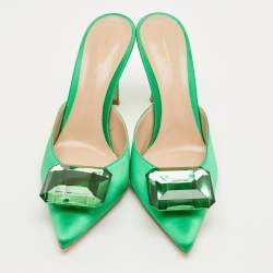 Pre Owned Gianvito Rossi Jaipur Green Satin Mules Size 40 