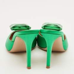 Pre Owned Gianvito Rossi Jaipur Green Satin Mules Size 40 