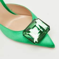 Pre Owned Gianvito Rossi Jaipur Green Satin Mules Size 40 
