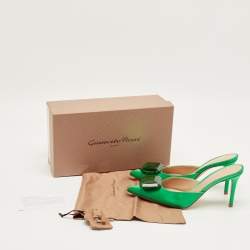 Pre Owned Gianvito Rossi Jaipur Green Satin Mules Size 40 