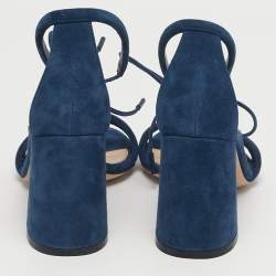 Pre Owned Gianvito Rossi Midnight Size 36 Navy Blue Suede Ankle Strap Sandals