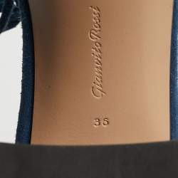 Pre Owned Gianvito Rossi Midnight Size 36 Navy Blue Suede Ankle Strap Sandals