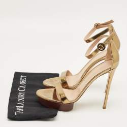 مملوكة مسبقًا Gianvito Rossi Portofino Size 41 Gold Leather Ankle Strap Sandals