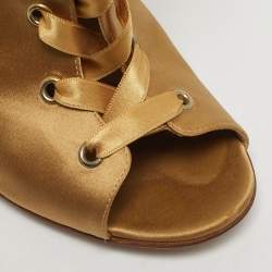 مملوكة مسبقًا حذاء بوت كاحل جيانفيتو روسي أربطة مقدمة مفتوحة ماري ساتان ذهبي مقاس 37.5