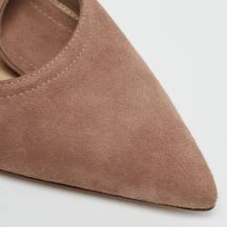 Pre Owned Gianvito Rossi Gala Size 40.5 Beige Suede Ankle Wrap Pumps