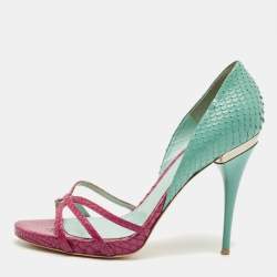 مملوكة مسبقًا Gianvito Rossi Pilacvi Size 40 Blue/Burgundy Python Leather D'orsay Pumps