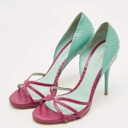 مملوكة مسبقًا Gianvito Rossi Pilacvi Size 40 Blue/Burgundy Python Leather D'orsay Pumps