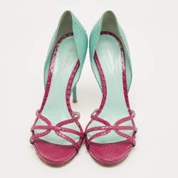 مملوكة مسبقًا Gianvito Rossi Pilacvi Size 40 Blue/Burgundy Python Leather D'orsay Pumps