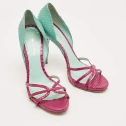 مملوكة مسبقًا Gianvito Rossi Pilacvi Size 40 Blue/Burgundy Python Leather D'orsay Pumps