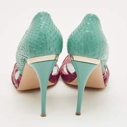 مملوكة مسبقًا Gianvito Rossi Pilacvi Size 40 Blue/Burgundy Python Leather D'orsay Pumps