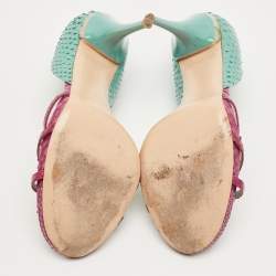 مملوكة مسبقًا Gianvito Rossi Pilacvi Size 40 Blue/Burgundy Python Leather D'orsay Pumps