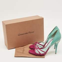 مملوكة مسبقًا Gianvito Rossi Pilacvi Size 40 Blue/Burgundy Python Leather D'orsay Pumps