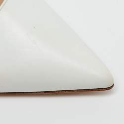 Pre Owned حذاء بوت بطول الكاحل جلد أبيض وجي بي سي جيانفيتو روسي أيكون مقاس 38.5